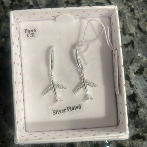 Equilibrium Silver Plated Airplane Travel Wanderlust Earrings for pierced ears